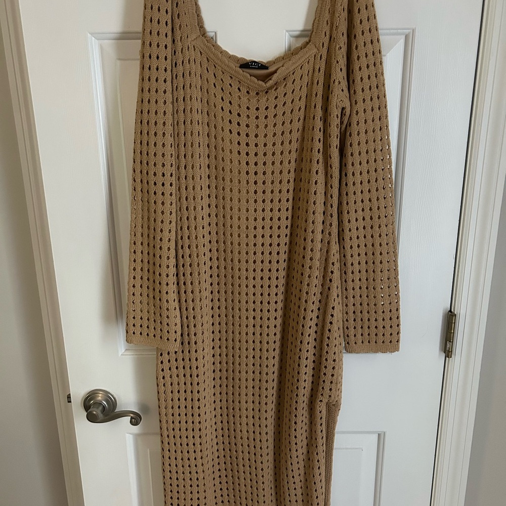 Vici Tan Long Sleeve Knit Dress